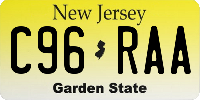 NJ license plate C96RAA