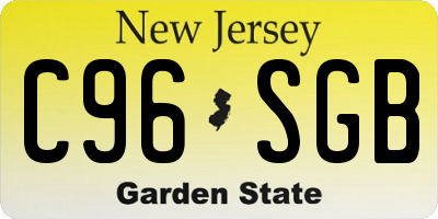 NJ license plate C96SGB