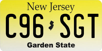 NJ license plate C96SGT