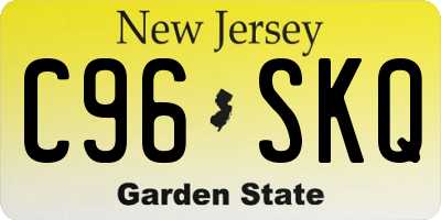 NJ license plate C96SKQ