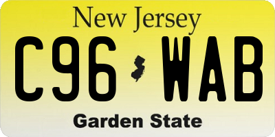 NJ license plate C96WAB
