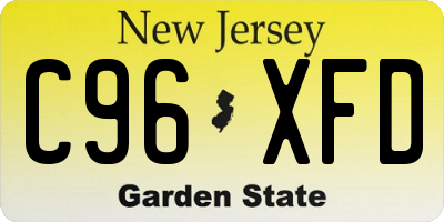 NJ license plate C96XFD