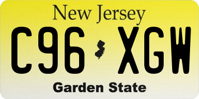 NJ license plate C96XGW