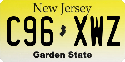 NJ license plate C96XWZ