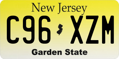 NJ license plate C96XZM