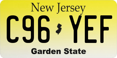 NJ license plate C96YEF