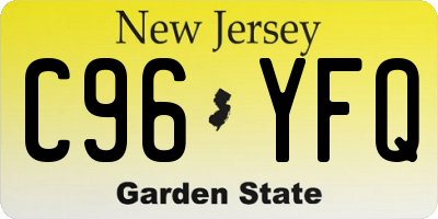 NJ license plate C96YFQ
