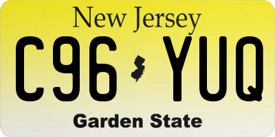 NJ license plate C96YUQ