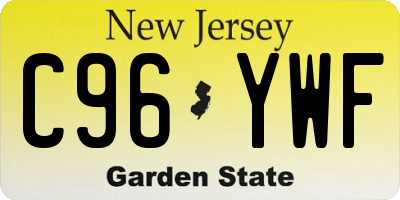 NJ license plate C96YWF