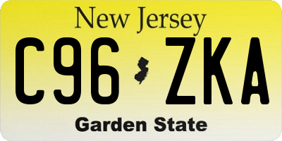 NJ license plate C96ZKA