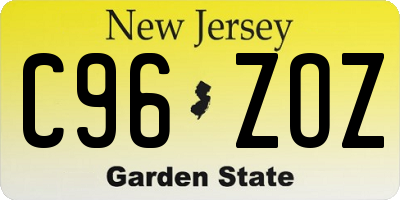 NJ license plate C96ZOZ