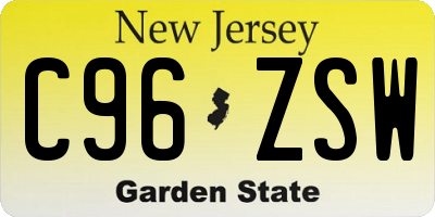 NJ license plate C96ZSW