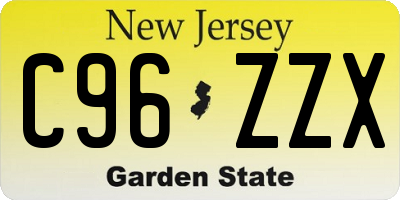 NJ license plate C96ZZX