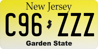 NJ license plate C96ZZZ