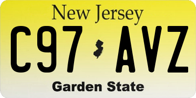 NJ license plate C97AVZ