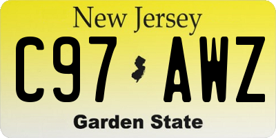 NJ license plate C97AWZ