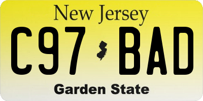 NJ license plate C97BAD