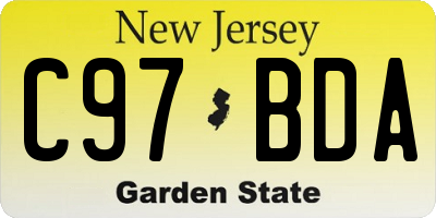 NJ license plate C97BDA