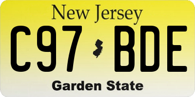 NJ license plate C97BDE