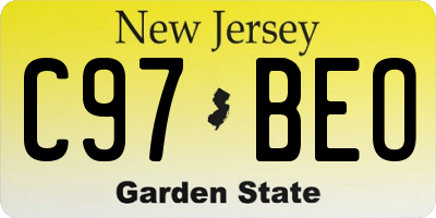 NJ license plate C97BEO