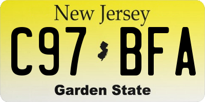 NJ license plate C97BFA