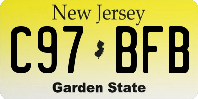 NJ license plate C97BFB