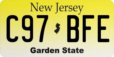 NJ license plate C97BFE
