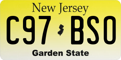 NJ license plate C97BSO