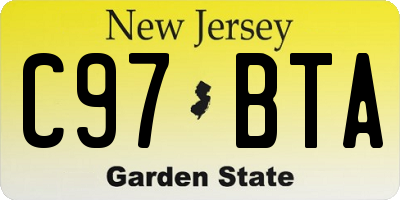 NJ license plate C97BTA