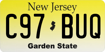 NJ license plate C97BUQ