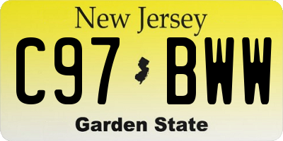 NJ license plate C97BWW