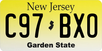 NJ license plate C97BXO