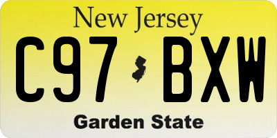 NJ license plate C97BXW