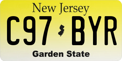 NJ license plate C97BYR
