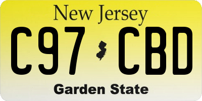 NJ license plate C97CBD