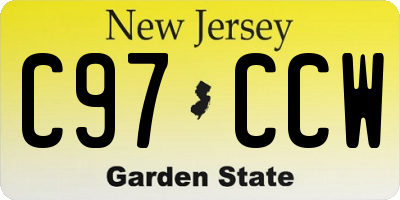 NJ license plate C97CCW