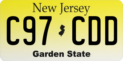 NJ license plate C97CDD