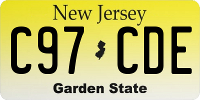 NJ license plate C97CDE