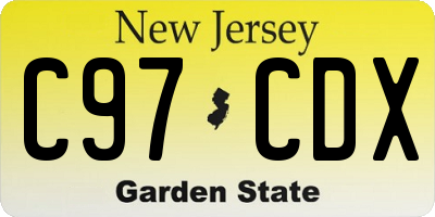 NJ license plate C97CDX