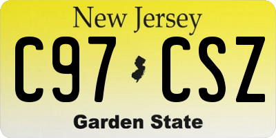 NJ license plate C97CSZ