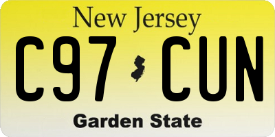 NJ license plate C97CUN