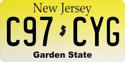 NJ license plate C97CYG