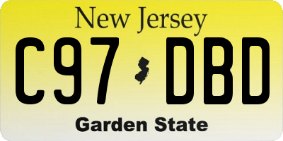 NJ license plate C97DBD