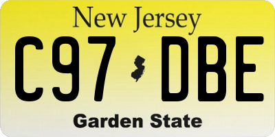 NJ license plate C97DBE