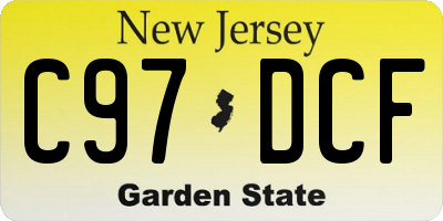 NJ license plate C97DCF