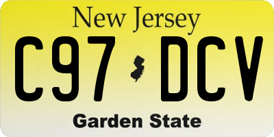 NJ license plate C97DCV