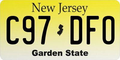 NJ license plate C97DFO