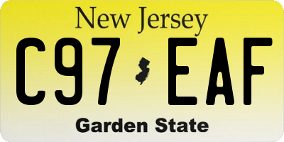 NJ license plate C97EAF