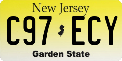 NJ license plate C97ECY