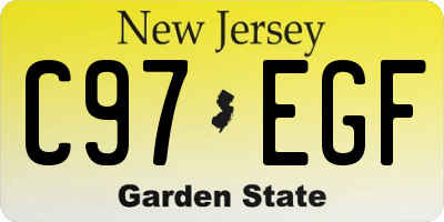 NJ license plate C97EGF